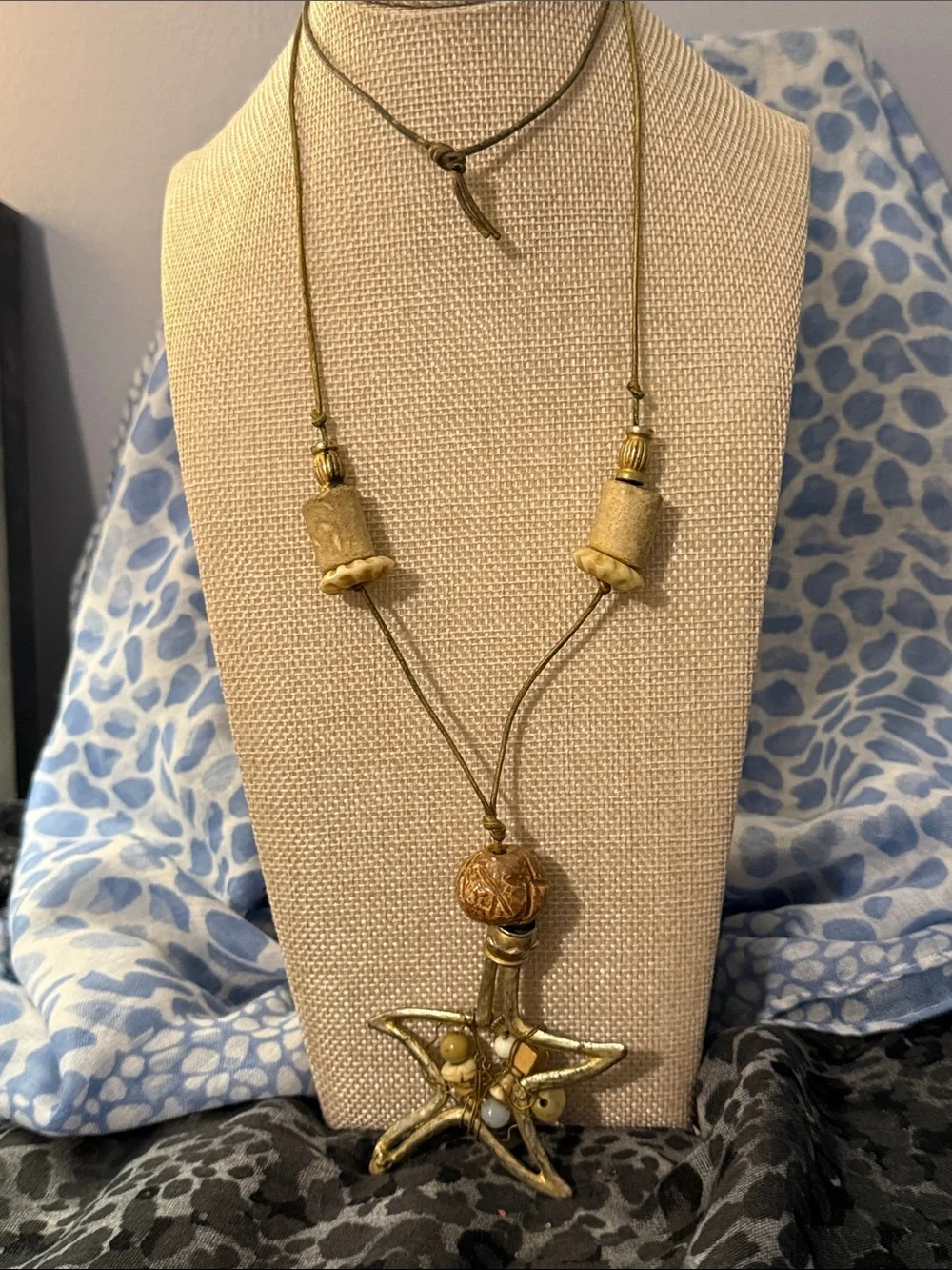 Gold Starfish Pendant Layered Necklace in Gold